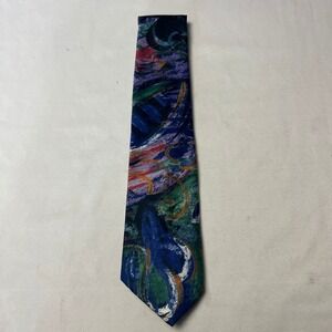 Jonathan Peters Abstract Wearable Eclectic Art Tie Green Blue Purple Red Necktie